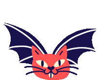 a red cat with bat wings behind its head