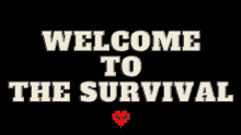 a welcome to the survival sign with a pixel heart