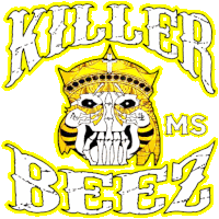 a logo for killer beez with a skull in the center