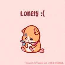 a cartoon of a dog with the words lonely written on the bottom