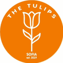 an orange circle with a tulip and the words the tulips sofia est. 2019