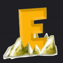 a yellow letter e sits on top of a hill