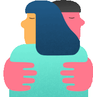 an illustration of a man and woman hugging each other