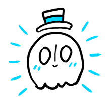 a drawing of a ghost wearing a top hat with the letters olo on it