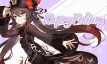 a picture of a girl with long hair and the words kappy folium on the bottom