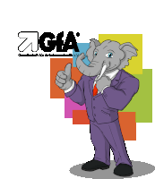 a cartoon elephant giving a thumbs up in front of a sign that says gfa