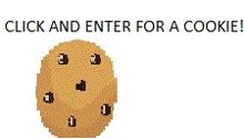 a pixel art of a cookie with the words click and enter for a cookie .