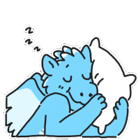 a sticker of a blue cat sleeping on a pillow