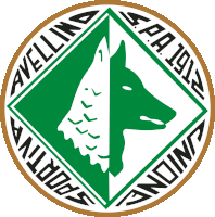 a green and white logo for avellino sportiva with a wolf on it