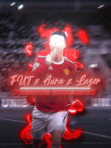 a picture of a soccer player with the words fut x aura x lazer premium exclusive behind him