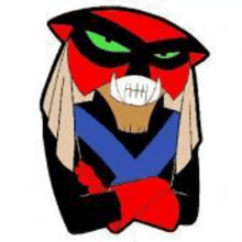 a cartoon character with a mask on his face and a beard .