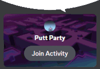 a purple background with the words putt party and join activity on it