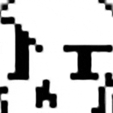 a black and white image of the letters t and i in a pixel art style on a white background .