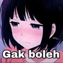 a picture of a girl with short black hair and the words ' cak boleh ' on the bottom