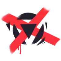 a red cross with a triangle in the middle of it