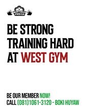 an advertisement for west coast fitness club encouraging people to be strong and train hard