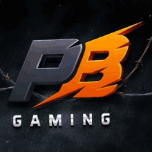 a logo for pb gaming with a lightning bolt and barbed wire in the background .