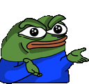 a cartoon frog wearing a blue shirt is making a funny face and giving a thumbs up .