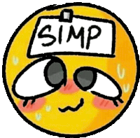 a yellow smiley face with a sign that says simp on it