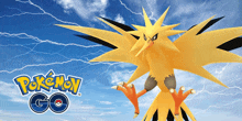 a pokemon go advertisement with a yellow bird