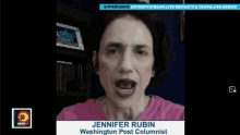 a woman named jennifer rubin appears on a television screen