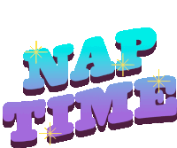 a blue and purple sign that says nap time on a white background