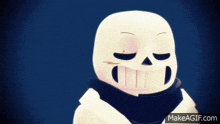 a cartoon of a skeleton with a scarf around his neck is on make a gif.com