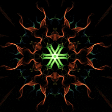 a green star in the middle of a kaleidoscope