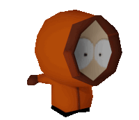 a low poly model of kenny from south park standing on a white background