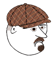 a cartoon drawing of a man wearing a plaid hat