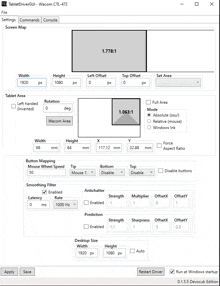 a screenshot of a program called tabletdriver gui