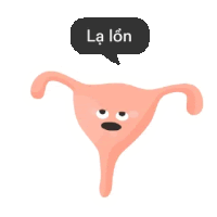 a cartoon illustration of a uterus with a speech bubble that says la lon