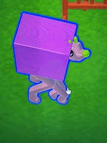 a cartoon dog with a purple box on its back