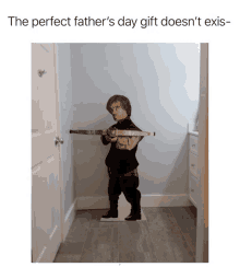 a cardboard cutout of a man holding a sword with the caption the perfect father 's day gift