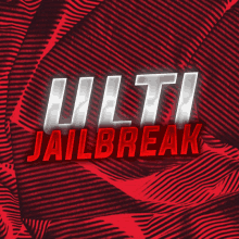 a red and white striped background with the words ulti jailbreak on it