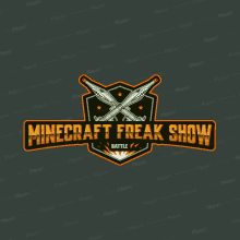 a logo for minecraft freak show battle with crossed guns on a shield