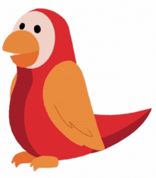 a cartoon drawing of a red and orange parrot