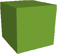 a green cube with a white background is shown