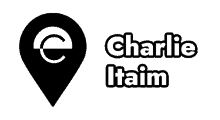 a logo for charlie itaim with a pin