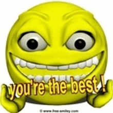 a yellow smiley face with the words " you 're the best " on it