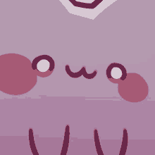 a close up of a purple cartoon character with a heart on his head