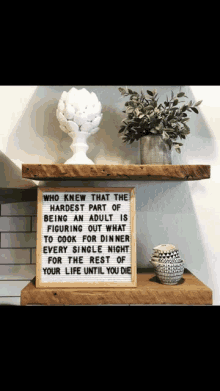 a sign on a shelf that says who knew that the hardest part of being an adult