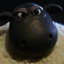 a close up of a cartoon sheep 's head