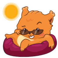 a cartoon of a squirrel wearing sunglasses laying on a pillow