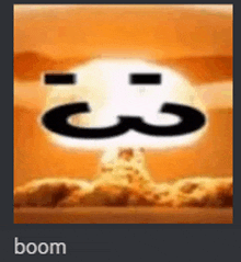 a picture of a nuclear explosion with the word boom written below it