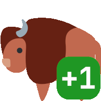 an icon of a bison with a green square with the number 1 on it