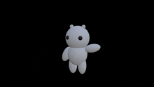 a 3d model of a white teddy bear with a black background