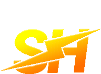 a yellow and orange logo with the letter s and h