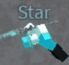 a pixel art of a blue and white gun with the word star written above it .