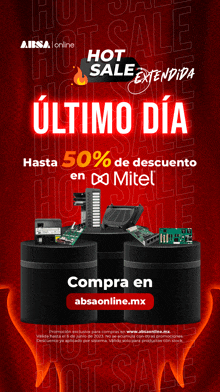 an advertisement for hot sale extendida with a 50 % discount on mitel